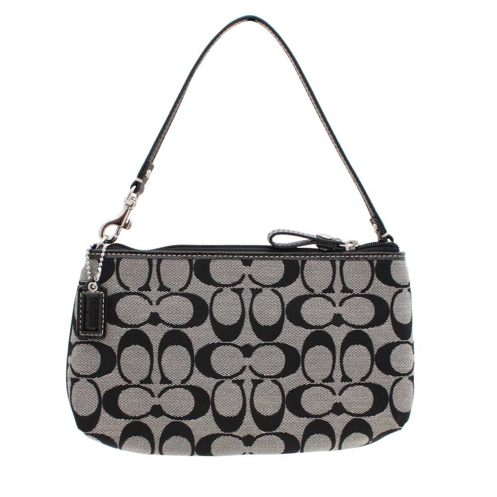 Coach Signature Stripe Large Wristlet- Black - Picture 4 of 5